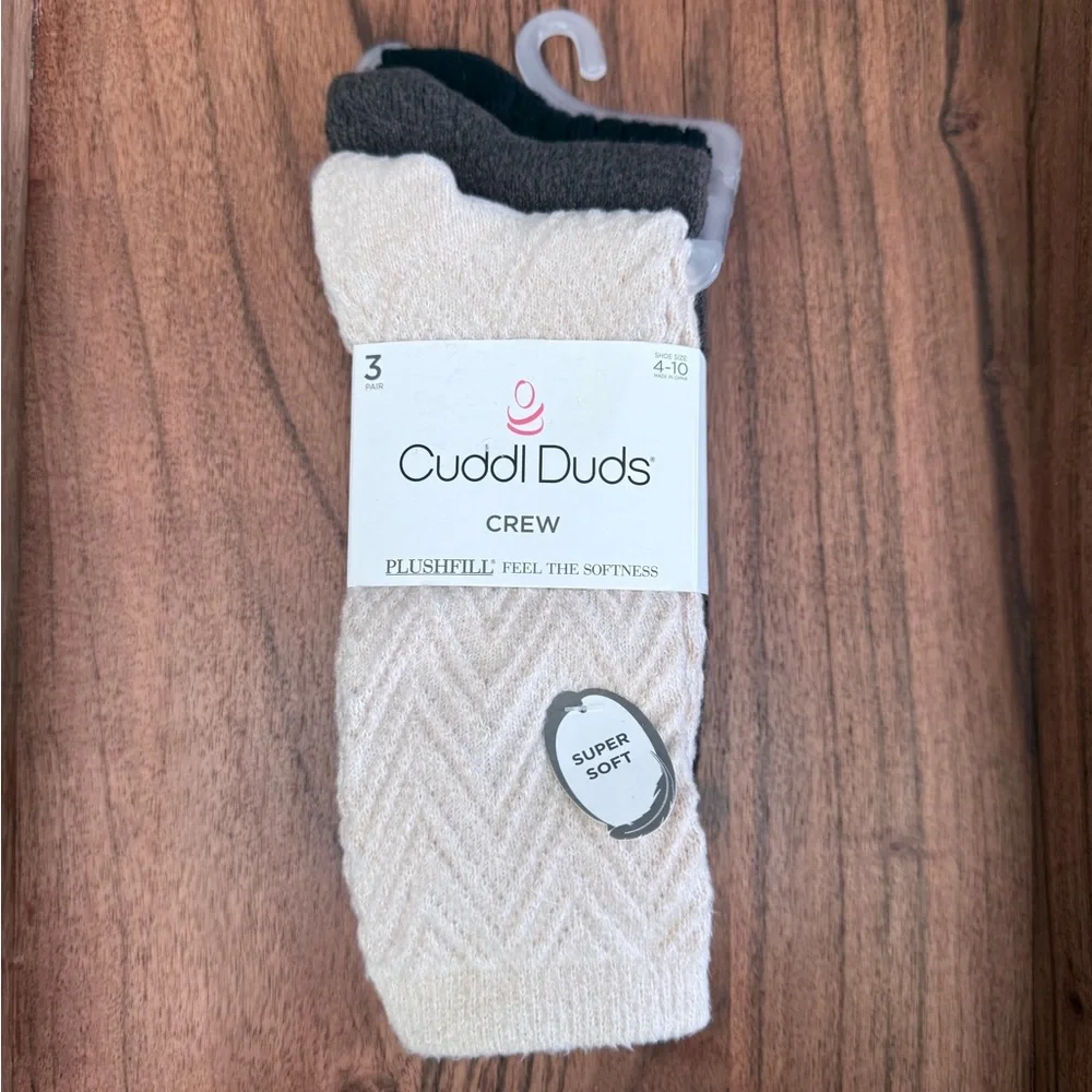 Cuddl Duds‎ 3-Pack Plushfill Crew Socks | NWT